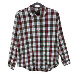 Abercrombie & Fitch Vintage 100% Cotton Red White Green Flannel Button Up Mens S
